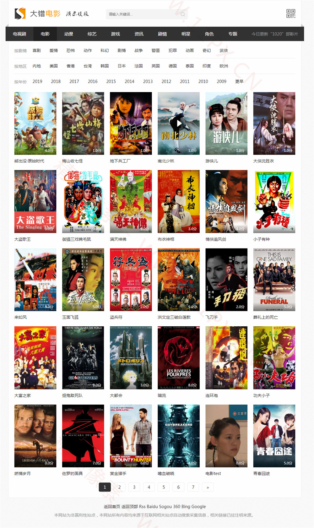 飞飞CMS仿大错电影网站模板